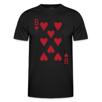 Cards Heart Eight Skat Poker Doppelkopf - Men's Functional T-Shirt - black - Front - AI Model Male 178 dark (178cm)