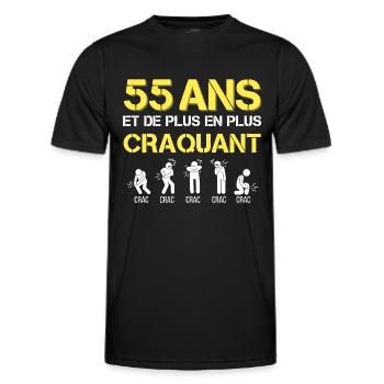 55 Ans Cadeau Anniversaire Homme Cinquantaine - T-shirt sport Homme - noir - Devant - AI Model Male 178 dark (178cm)