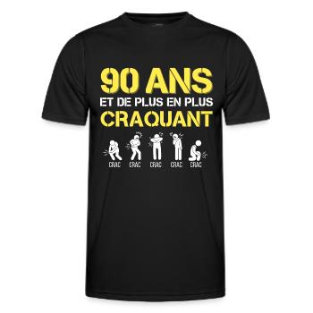 Idée cadeau humour Homme 90 ans Anniversaire - T-shirt sport Homme - noir - Devant - AI Model Male 178 dark (178cm)