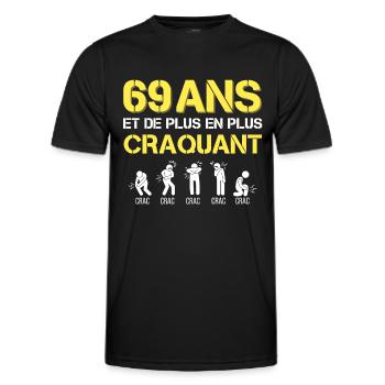 t-shirt humour 69ans anniversaire - T-shirt sport Homme - noir - Devant - AI Model Male 178 dark (178cm)