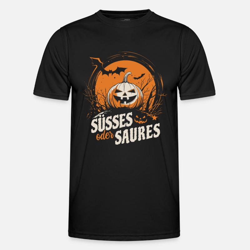 Halloween Kürbis - Süßes oder Saures - Männer Funktions-T-Shirt - Schwarz