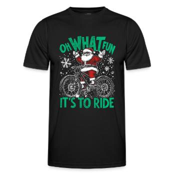 SANTA CLAUS HARDTAIL MOUNTAIN BIKE CHRISTMAS - Men's Functional T-Shirt - black - Front - AI Model Male 178 dark (178cm)