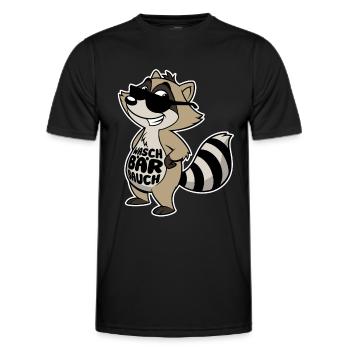 Waschbär Bauch - Waschbrett Bauch Sport Geschenk - Männer Funktions-T-Shirt - Schwarz - Vorne - AI Model Male 178 dark (178cm)