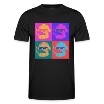 Karl Marx - cool mit Zigarre - Warhol Stil - Männer Funktions-T-Shirt - Schwarz - Vorne - AI Model Male 178 dark (178cm)