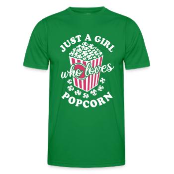 Just a girl who loves popcorn - crispy & delicious - Men's Functional T-Shirt - kelly green - Front - AI Model Male 178 dark (178cm)