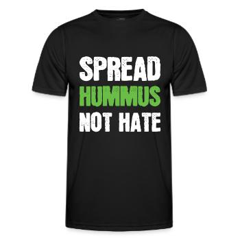 Spread hummus not hate vegetarian vegan saying - Men's Functional T-Shirt - black - Front - AI Model Male 178 dark (178cm)