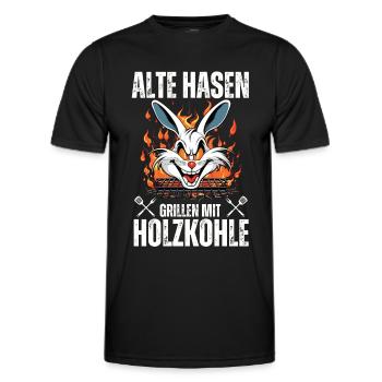 Grillmeister BBQ Barbecue Grill Chef Holzkohle - Männer Funktions-T-Shirt - Schwarz - Vorne - AI Model Male 178 dark (178cm)