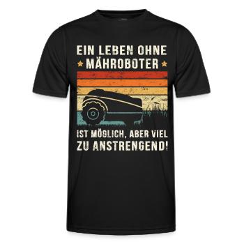 Mähroboter lustiger Spruch mit Rasenmäher-Roboter - Männer Funktions-T-Shirt - Schwarz - Vorne - AI Model Male 178 dark (178cm)