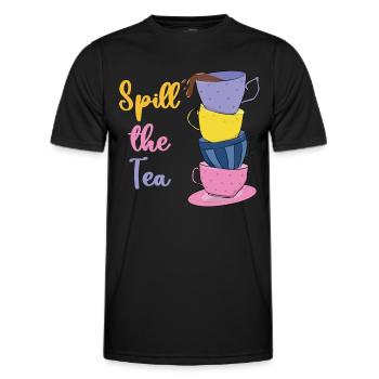 Spill The Tea - Funny Pun - Men's Functional T-Shirt - black - Front - AI Model Male 178 dark (178cm)