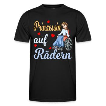 Prinzessin auf Rädern für eine Rollstuhlfahrerin - Männer Funktions-T-Shirt - Schwarz - Vorne - AI Model Male 178 dark (178cm)