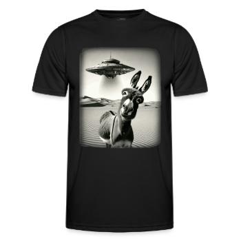 Âne avec Ufo Vintage - T-shirt sport Homme - noir - Devant - AI Model Male 178 dark (178cm)