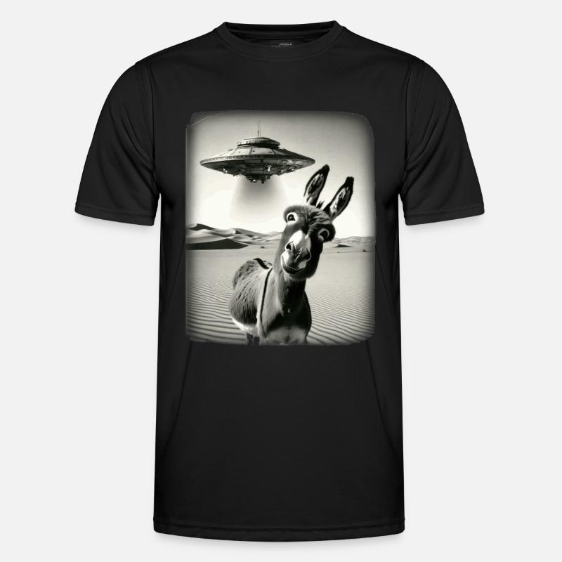 Donkey with Ufo Vintage Men's Functional T-Shirt
