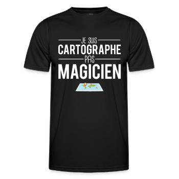 Je suis cartographe pas magicien métier humour - T-shirt sport Homme - noir - Devant - AI Model Male 178 dark (178cm)