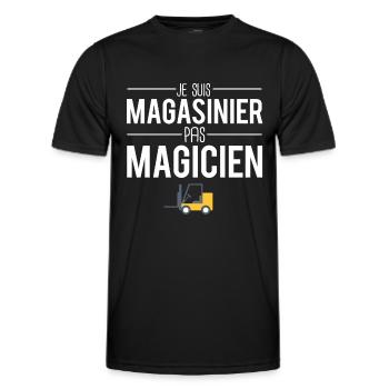 Je suis magasinier pas magicien cadeau magasinier - T-shirt sport Homme - noir - Devant - AI Model Male 178 dark (178cm)