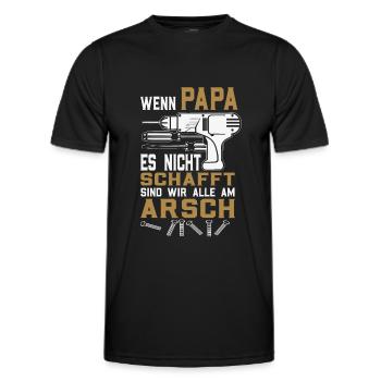 Wenn Papa es nicht schafft - Lustiger Papa - Männer Funktions-T-Shirt - Schwarz - Vorne - AI Model Male 178 dark (178cm)