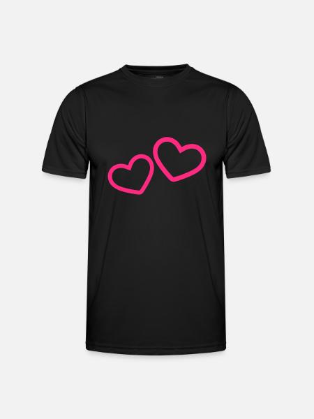 Two Hearts Heart Pink - Men's Functional T-Shirt - black