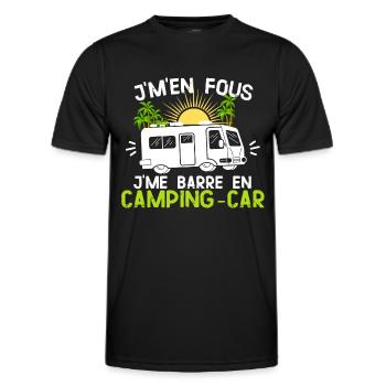 Humour camping car je m'en fous je me barre - T-shirt sport Homme - noir - Devant - AI Model Male 178 dark (178cm)