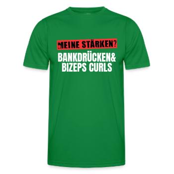 Fitness Spruch Bankdrücken Bizeps Curls Kraftsport - Männer Funktions-T-Shirt - Kelly Green - Vorne - AI Model Male 178 dark (178cm)