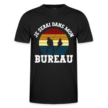 je serai dans mon bureau - T-shirt sport Homme - noir - Devant - AI Model Male 178 dark (178cm)