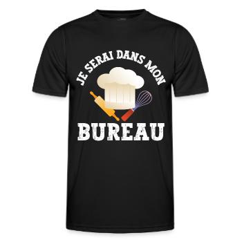 je serai dans mon bureau - T-shirt sport Homme - noir - Devant - AI Model Male 178 dark (178cm)