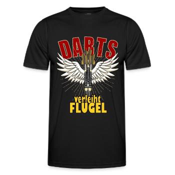 Darts verleiht Flügel, Dart Wings mit Spruch - Männer Funktions-T-Shirt - Schwarz - Vorne - AI Model Male 178 dark (178cm)