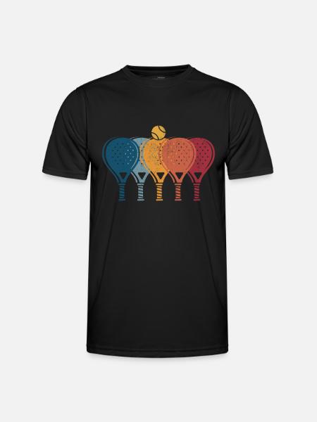 Retro Vintage Padel Tennisracket - Functioneel T-shirt voor mannen - zwart