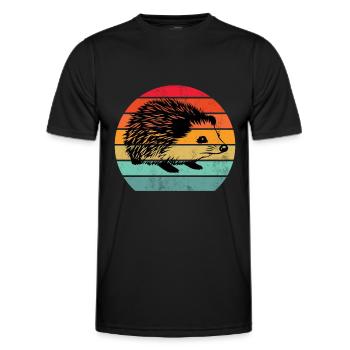 Vintage Retro Igel - Männer Funktions-T-Shirt - Schwarz - Vorne - AI Model Male 178 dark (178cm)