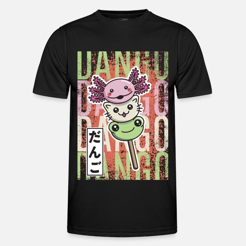 Dango Kawaii axolotl cat frog - Men's Functional T-Shirt - black