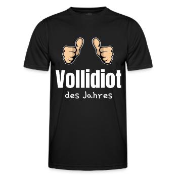 Vollidiot des Jahres Trottel Dulli Geschenk Daumen - Männer Funktions-T-Shirt - Schwarz - Vorne - AI Model Male 178 dark (178cm)