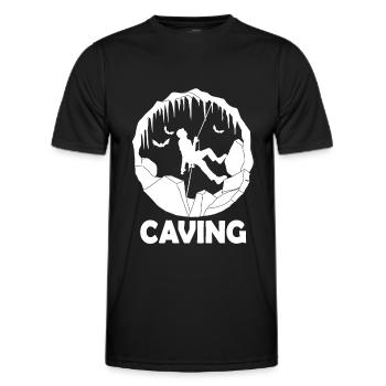 Caving - Underground Caver Speleology - Men's Functional T-Shirt - black - Front - AI Model Male 178 dark (178cm)