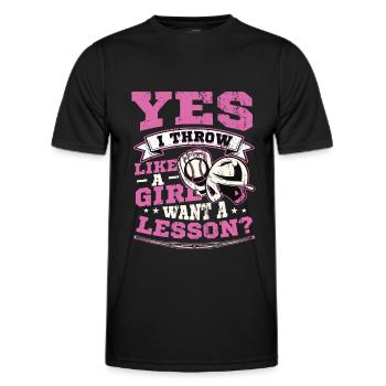 Ja Ich werfe wie ein Mädchen, will Eine Lektion - Männer Funktions-T-Shirt - Schwarz - Vorne - AI Model Male 178 dark (178cm)