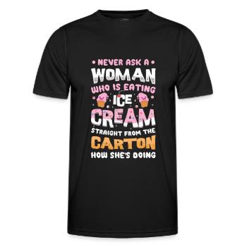 Traurige Frauen Herzschmerz Liebeskummer Eiscreme - Männer Funktions-T-Shirt - Schwarz - Vorne - AI Model Male 178 dark (178cm)