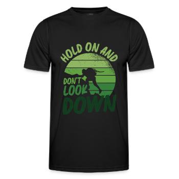 Ne regardez pas vers le bas le bloc, l’escalade. - T-shirt sport Homme - noir - Devant - AI Model Male 178 dark (178cm)