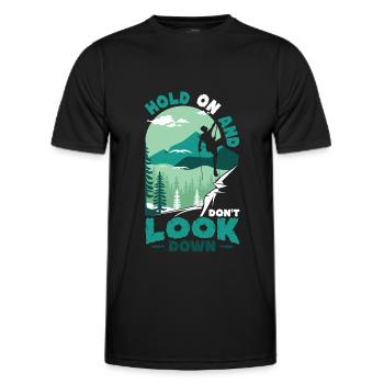 Ne regardez pas vers le bas le bloc, l’escalade. - T-shirt sport Homme - noir - Devant - AI Model Male 178 dark (178cm)