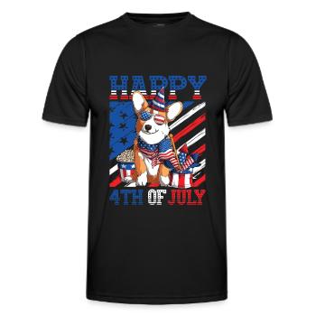 Happy 4th Of July Corgi - Men's Functional T-Shirt - black - Front - AI Model Male 178 dark (178cm)
