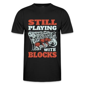 Still playing with blocks, Mechanics Engine Block - Men's Functional T-Shirt - black - Front - AI Model Male 178 dark (178cm)