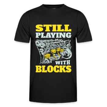 Still playing with blocks, Mechanics Engine Block - Men's Functional T-Shirt - black - Front - AI Model Male 178 dark (178cm)