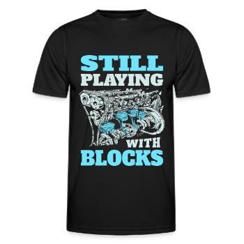 Still playing with blocks, Mechanics Engine Block - Men's Functional T-Shirt - black - Front - AI Model Male 178 dark (178cm)