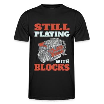 Still playing with blocks, Mechanics Engine Block - Men's Functional T-Shirt - black - Front - AI Model Male 178 dark (178cm)