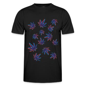 Hanfblätter Cannabisblätter 3D - Männer Funktions-T-Shirt - Schwarz - Vorne - AI Model Male 178 dark (178cm)
