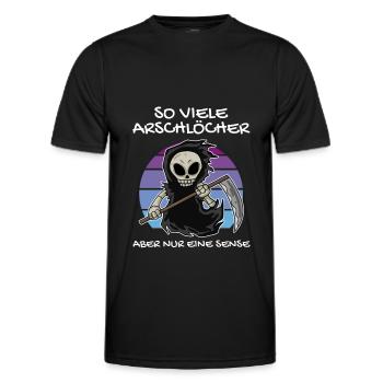 So Viele Arschlöcher Aber Nur Eine Sense - Männer Funktions-T-Shirt - Schwarz - Vorne - AI Model Male 178 dark (178cm)