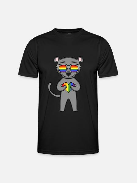 LGBT Animal Panther Rainbow - Men's Functional T-Shirt - black