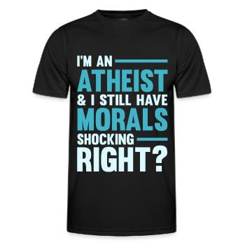 Atheismus Sprüche | Atheisten Atheist Geschenkidee - Männer Funktions-T-Shirt - Schwarz - Vorne - AI Model Male 178 dark (178cm)