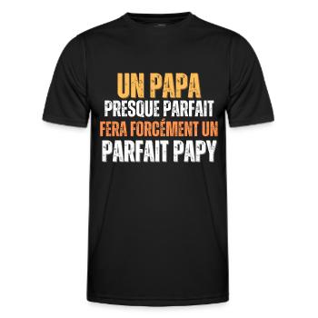 T-shirt Humour Annonce Futur Papy - T-shirt sport Homme - noir - Devant - AI Model Male 178 dark (178cm)