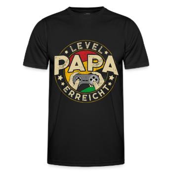 Level PAPA Erreicht - Männer Funktions-T-Shirt - Schwarz - Vorne - AI Model Male 178 dark (178cm)