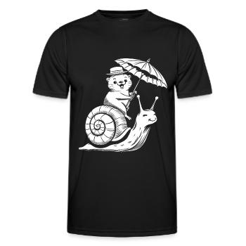 Funny otter with parasol sitting on snail - Men's Functional T-Shirt - black - Front - AI Model Male 178 dark (178cm)