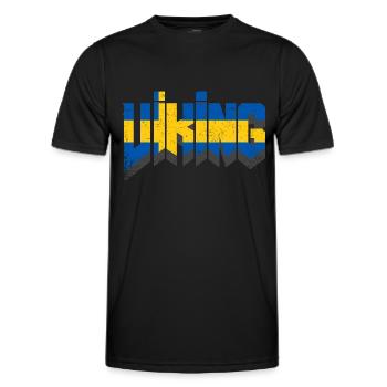 Wikinger - Schwedische Flagge - Männer Funktions-T-Shirt - Schwarz - Vorne - AI Model Male 178 dark (178cm)