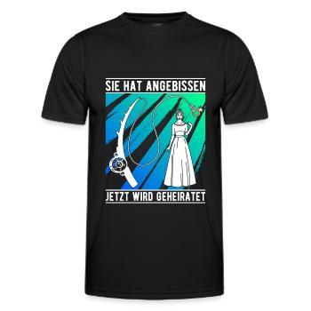 Angler Verlobung Junggesellenabschied Angeln - Männer Funktions-T-Shirt - Schwarz - Vorne - AI Model Male 178 dark (178cm)