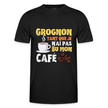 Café humour - T-shirt sport Homme - noir - Devant - AI Model Male 178 dark (178cm)