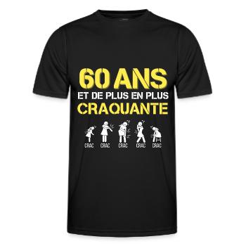60 ans Cadeau Femme Drole - T-shirt sport Homme - noir - Devant - AI Model Male 178 dark (178cm)